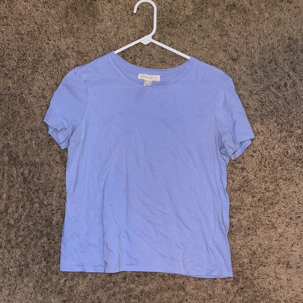 BLUE PLAIN CROPPED TEE